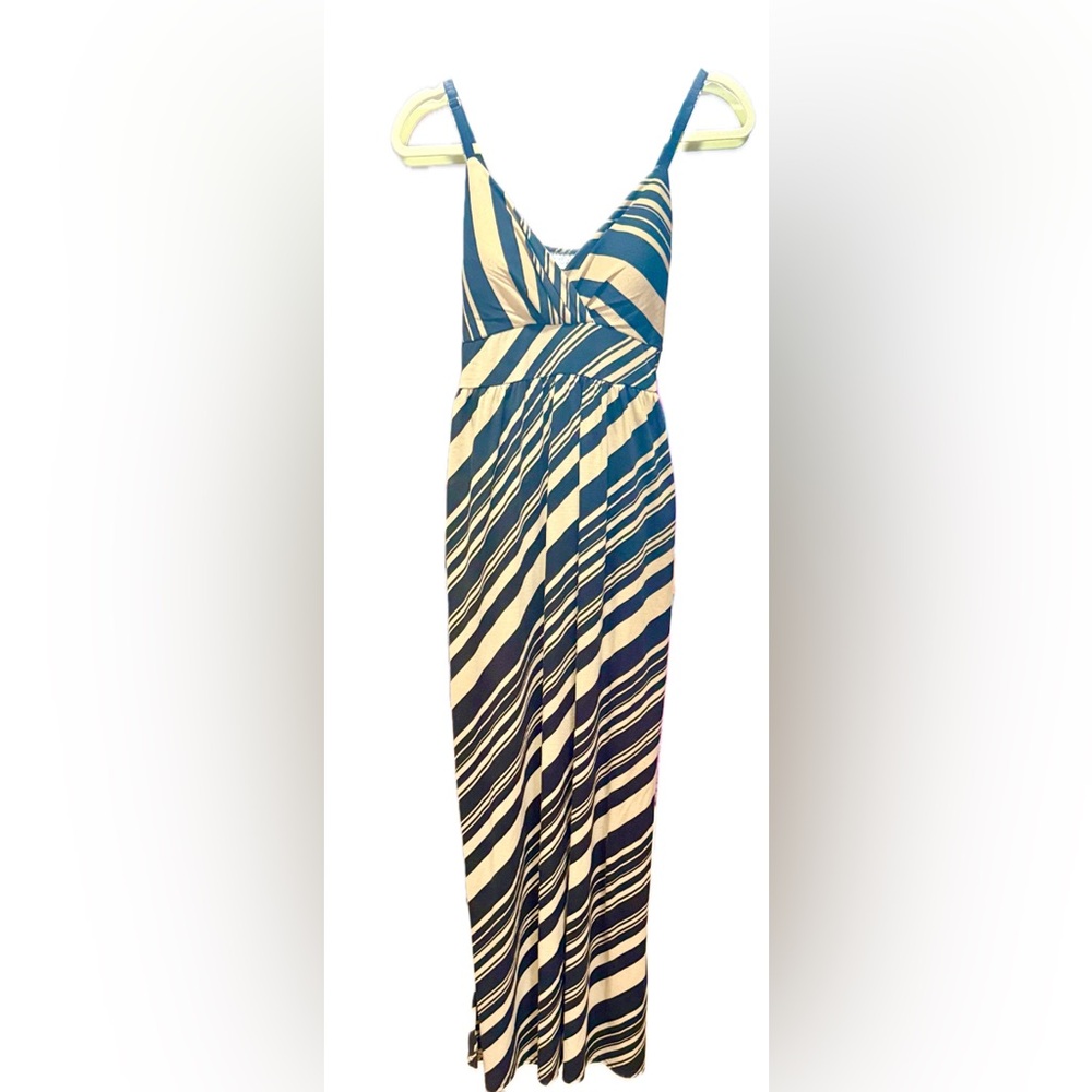 Allison Brittney Black and Cream Striped Dress